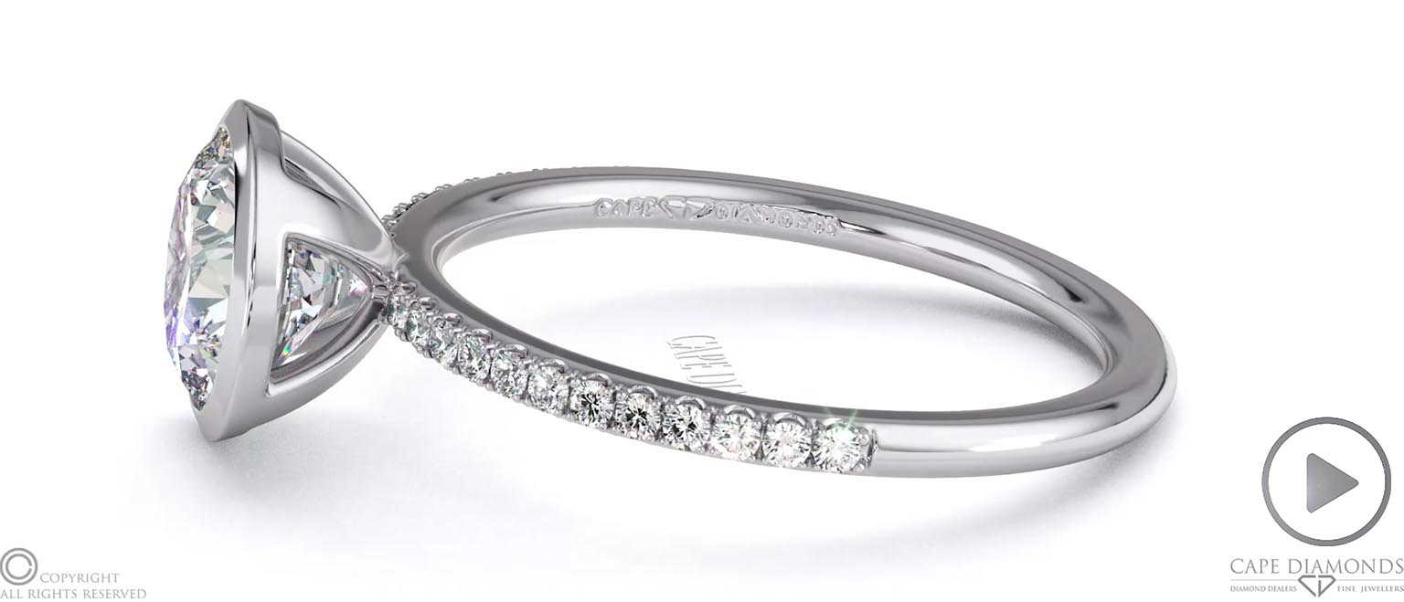 Lab Grown Diamond Round-Cut Basket Bezel Setting Pave White Gold Engagement Ring top video