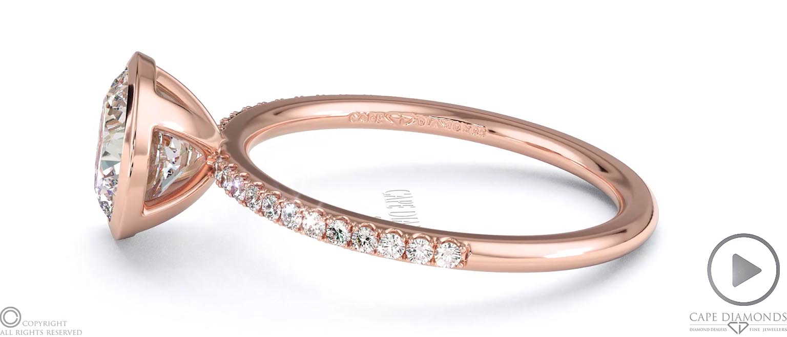 Lab Grown Diamond Round-Cut Basket Bezel Setting Pave Rose Gold Engagement Ring top video