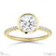 lab grown diamond round-cut basket bezel setting pave yellow gold engagement ring with 18k yellow gold metal and round shape diamond