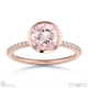 pink natural diamond round cut basket bezel side stones rose gold engagement ring with 18k rose gold metal and round shape diamond