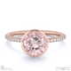 pink natural diamond round cut basket bezel side stones rose gold engagement ring with 18k rose gold metal and round shape diamond