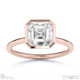 lab grown diamond asscher-cut basket bezel setting solitaire rose gold engagement ring with 9k rose gold metal and asscher shape diamond