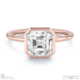 lab grown diamond asscher-cut basket bezel setting solitaire rose gold engagement ring with 9k rose gold metal and asscher shape diamond