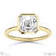 lab grown diamond asscher-cut basket bezel setting solitaire yellow gold engagement ring with 9k yellow gold metal and asscher shape diamond
