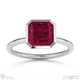 spinel asscher cut basket bezel setting solitaire white gold engagement ring with 9k white gold metal and asscher shape diamond