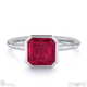 spinel asscher cut basket bezel setting solitaire white gold engagement ring with 9k white gold metal and asscher shape diamond