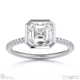 lab grown diamond asscher-cut basket bezel setting pave platinum engagement ring with platinum metal and asscher shape diamond