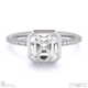lab grown diamond asscher-cut basket bezel setting pave platinum engagement ring with platinum metal and asscher shape diamond