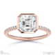 lab grown diamond asscher-cut basket bezel setting pave rose gold engagement ring with 9k rose gold metal and asscher shape diamond