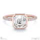 lab grown diamond asscher-cut basket bezel setting pave rose gold engagement ring with 9k rose gold metal and asscher shape diamond