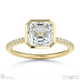 lab grown diamond asscher-cut basket bezel setting pave yellow gold engagement ring with 18k yellow gold metal and asscher shape diamond