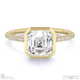 lab grown diamond asscher-cut basket bezel setting pave yellow gold engagement ring with 18k yellow gold metal and asscher shape diamond
