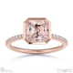 pink natural diamond asscher cut basket bezel setting pave rose gold engagement ring with 18k rose gold metal and asscher shape diamond