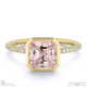 pink natural diamond asscher cut basket bezel side stones yellow gold engagement ring with 18k yellow gold metal and asscher shape diamond