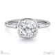 natural diamond cushion-cut bezel setting split band white gold engagement ring with 18k white gold metal and cushion shape diamond