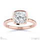 lab grown diamond cushion-cut bezel setting split band rose gold engagement ring with 9k rose gold metal and cushion shape diamond
