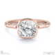 lab grown diamond cushion-cut bezel setting split band rose gold engagement ring with 9k rose gold metal and cushion shape diamond