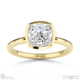 lab grown diamond cushion-cut bezel setting split band yellow gold engagement ring with 9k yellow gold metal and cushion shape diamond