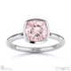 pink natural diamond cushion cut bezel setting split band platinum engagement ring with platinum metal and cushion shape diamond
