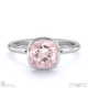 pink natural diamond cushion cut bezel setting split band platinum engagement ring with platinum metal and cushion shape diamond