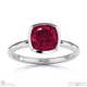 ruby cushion cut bezel setting split band white gold engagement ring with 18k white gold metal and cushion shape diamond
