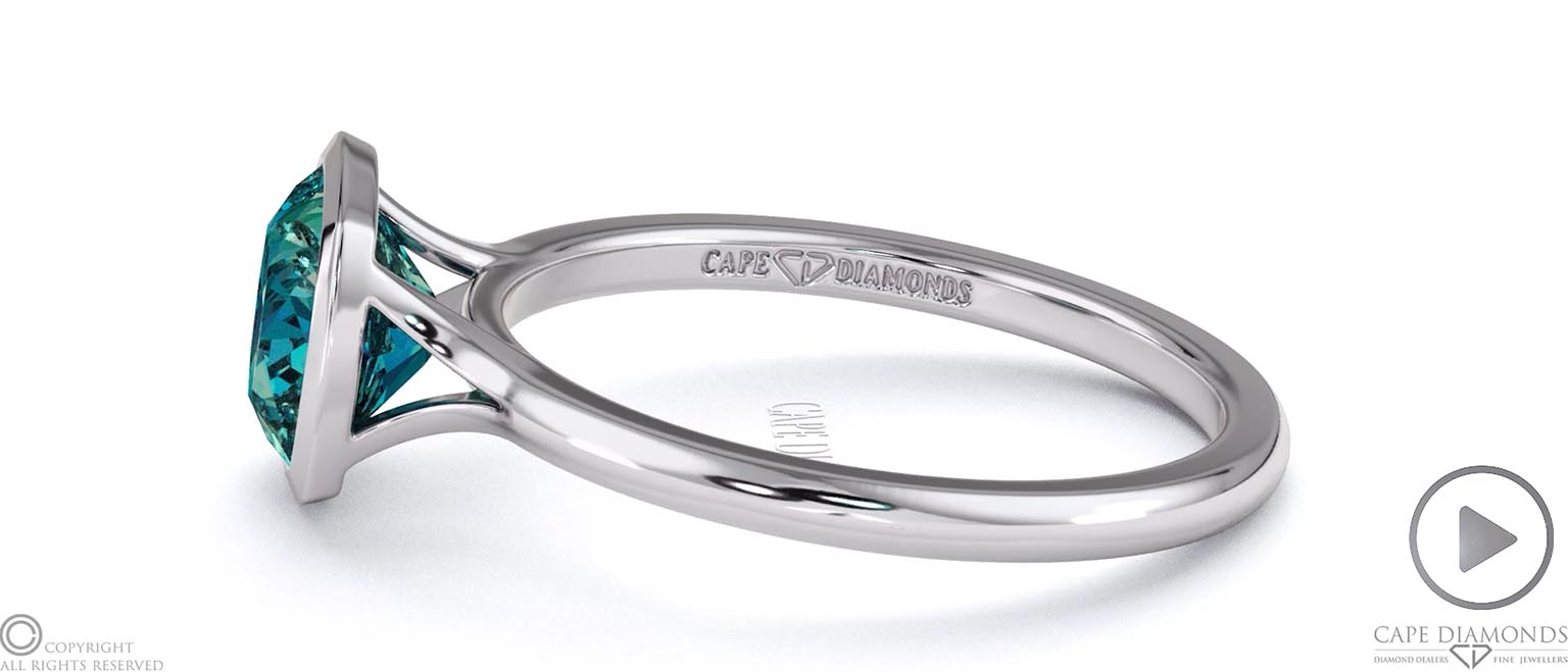 Alexandrite Cushion Cut Bezel Setting Split Band White Gold Engagement Ring top video