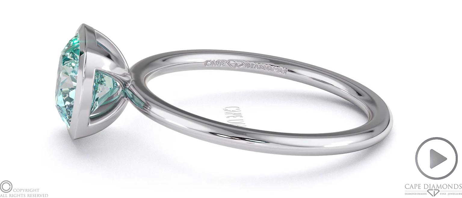 Blue Lab Diamond Cushion Cut Basket Bezel Solitaire White Gold Engagement Ring top video