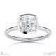 natural diamond cushion-cut basket bezel setting solitaire white gold engagement ring with 18k white gold metal and cushion shape diamond