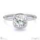 natural diamond cushion-cut basket bezel setting solitaire white gold engagement ring with 18k white gold metal and cushion shape diamond