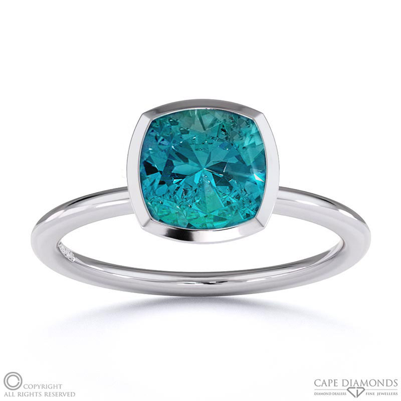 Alexandrite Cushion Cut Basket Bezel Setting Solitaire White Gold Engagement Ring