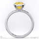 yellow lab grown diamond cushion cut basket bezel solitaire white gold engagement ring with 9k white gold metal and cushion shape diamond