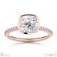 lab grown diamond cushion-cut basket bezel setting pave rose gold engagement ring with 9k rose gold metal and cushion shape diamond
