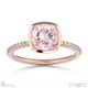 pink natural diamond cushion cut basket bezel setting pave rose gold engagement ring with 18k rose gold metal and cushion shape diamond