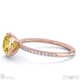 yellow lab grown diamond cushion-cut basket bezel setting pave rose gold engagement ring with 9k rose gold metal and cushion shape diamond