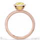 yellow lab grown diamond cushion-cut basket bezel setting pave rose gold engagement ring with 9k rose gold metal and cushion shape diamond