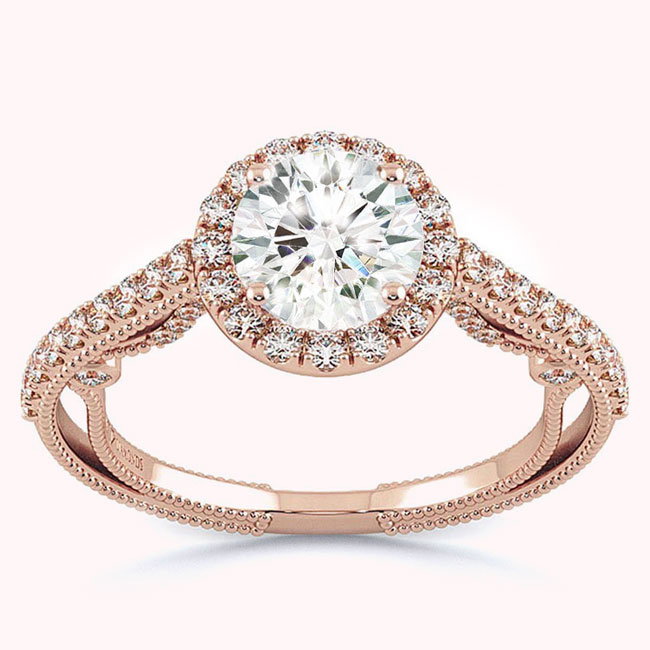 Antique Style Rose Gold Lab Diamond Engagement Rings