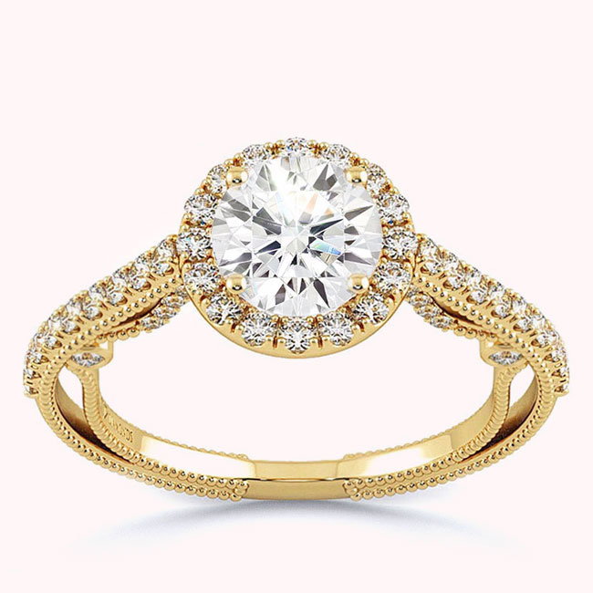 Antique Style Yellow Gold Lab Diamond Engagement Rings