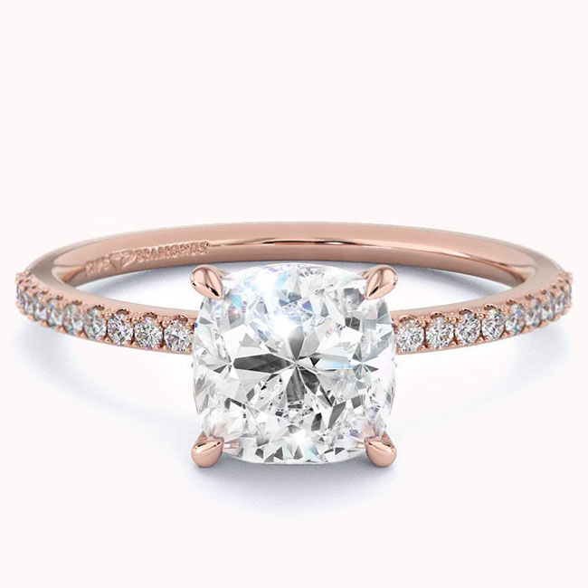 Cushion Cut Rose Gold Lab Engagement Rings