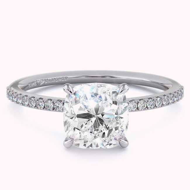 Cushion Cut White Gold Lab Diamond Engagement Rings