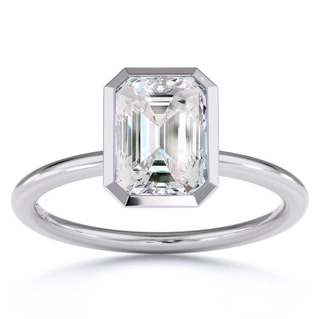 Emerald Cut White Gold Lab Diamond Engagement Rings