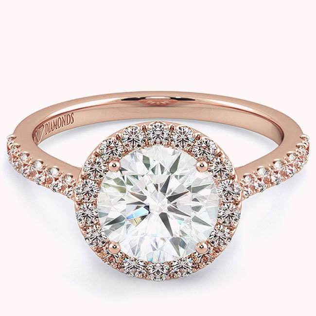 Halo Lab Diamond Rose Gold Engagement Rings