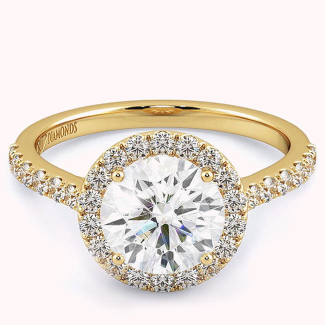 Halo Lab Diamond Yellow Gold Engagement Rings