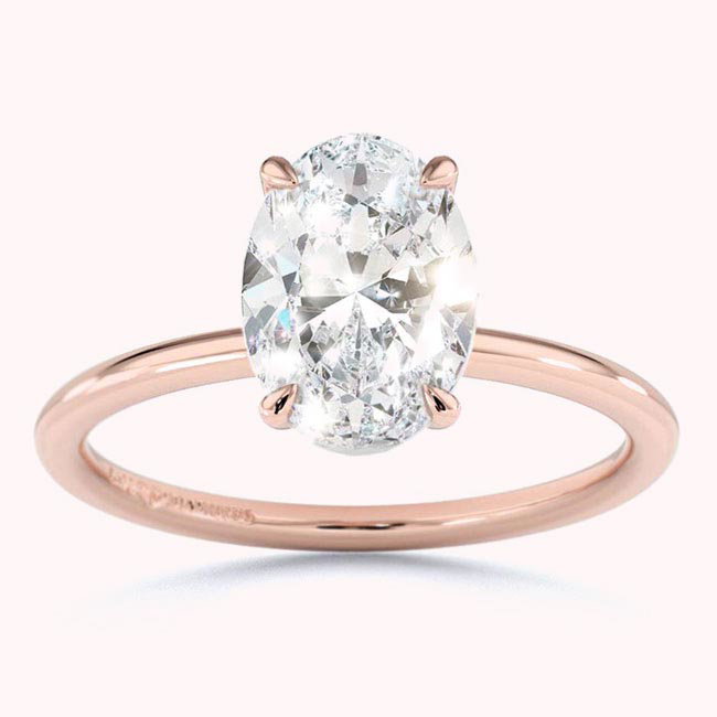 Oval Cut Rose Gold Lab Diamond Engagement Rings
