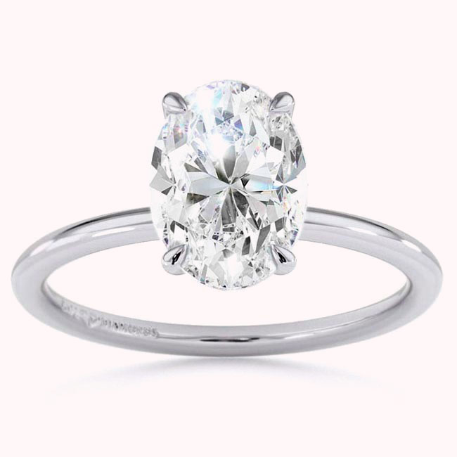 Oval Cut White Gold Lab Diamond Engagement Rings