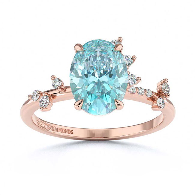 Celestial Rose Gold Blue/Paraiba Tourmaline Engagement Rings