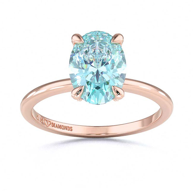 Solitaire Rose Gold Blue/Paraiba Tourmaline Engagement Rings
