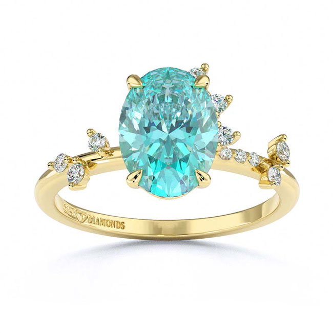 Yellow Gold Celestial Blue/Paraiba Tourmaline Engagement Rings