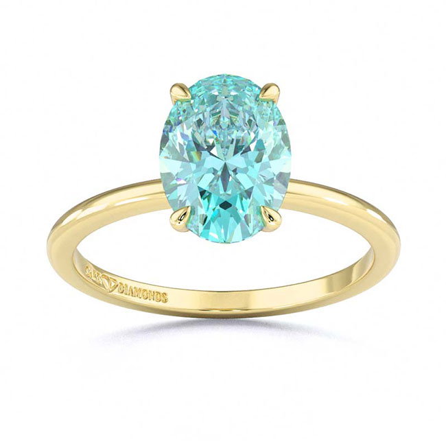 Yellow Gold Solitaire Blue/Paraiba Tourmaline Engagement Rings