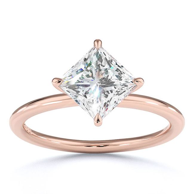 Princess Cut Rose Gold Lab Diamond Engagement Rings