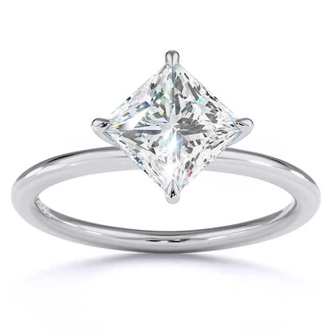Princess Cut White Gold Lab Diamond Engagement Rings